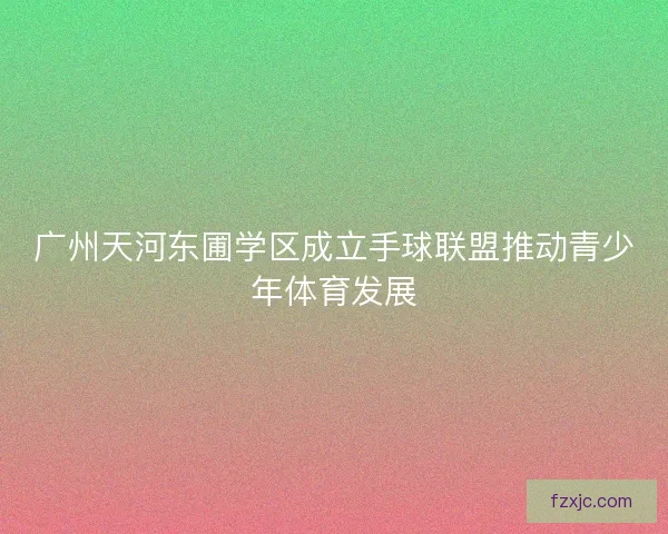 广州天河东圃学区成立手球联盟推动青少年体育发展
